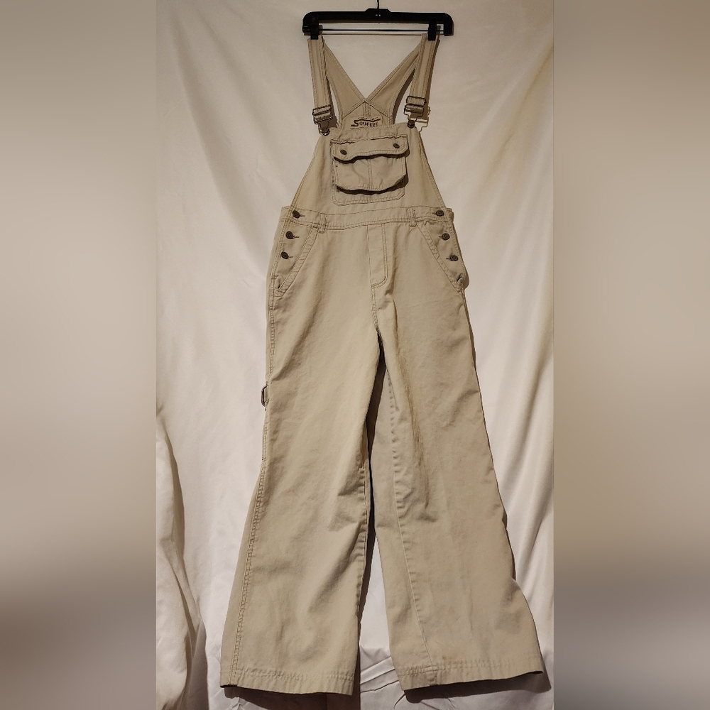 Squeeze Stephen Hardy Y2KLight Beige Cotton Blend Overalls with Bib